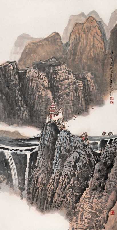 王文芳  古道驼铃 镜心